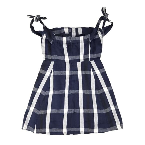 Reformation Linen Mini Dress Plaid Tie Off The Shoulder Arnaut Summer Dress - Picture 11 of 14